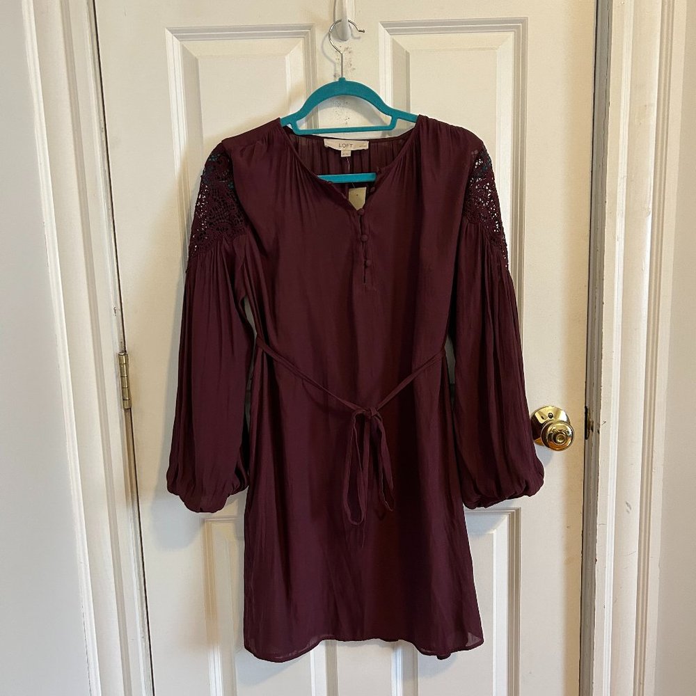 BRAND NEW TAGS ON Loft Petite Long-Sleeve Purple Dress